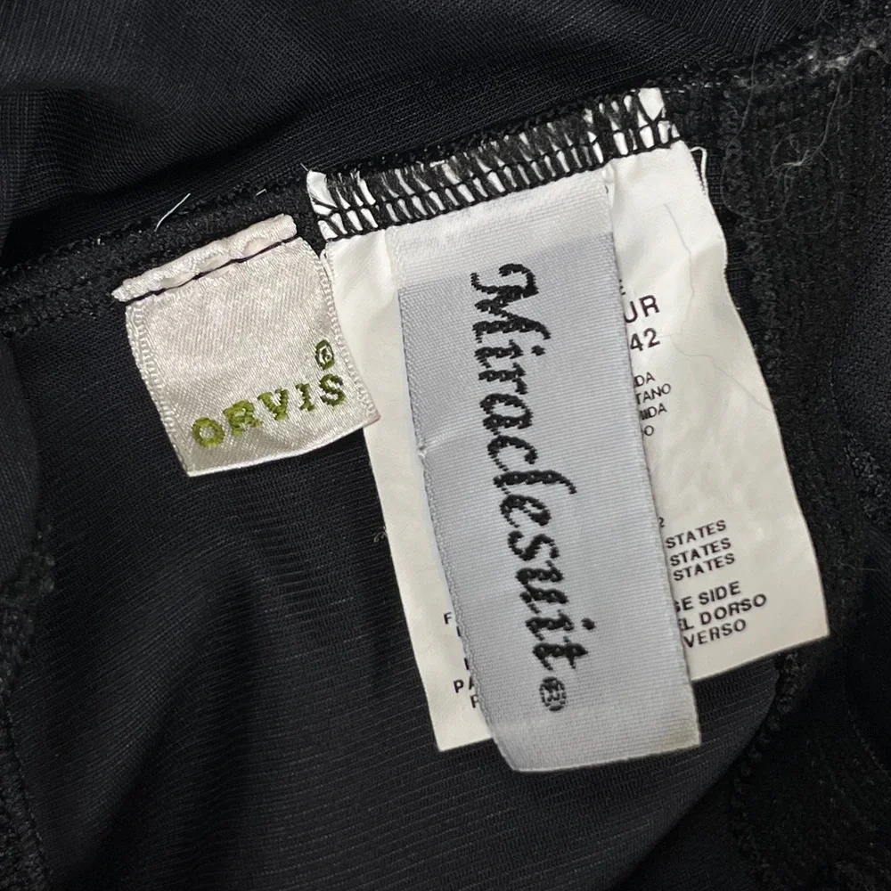 Miraclesuit x Orvis One Piece Swimsuit Dress Women XL Black‎ Ruched Surplice